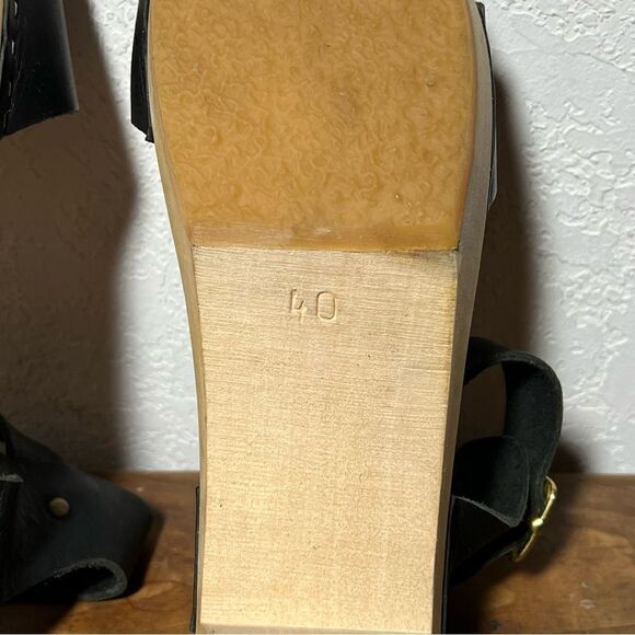 BRYR Rachel Sandal Toe High Heel Black Leather Clogs in Coal 40EU/10US - Picture 8 of 13